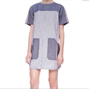 Rebecca Taylor, Pinstripe railroad denim dress, size 10, NWOT